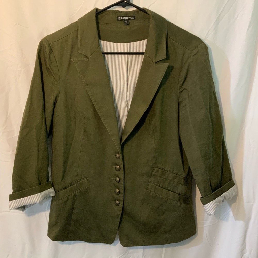 Army green collared blazer, express, size 10